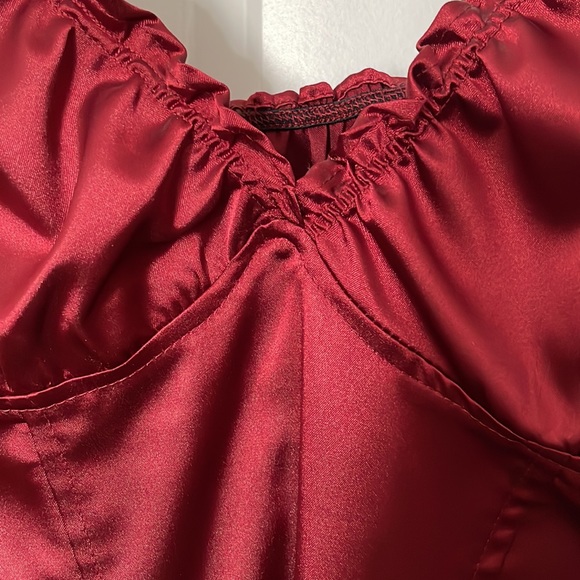 Garnet Red Satin Dress - Picture 3 of 7